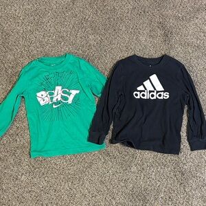 Adidas and Nike Kids Long Sleeve Shirts - Black and Green
